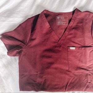 Figs Burgundy Catarina Scrub Top